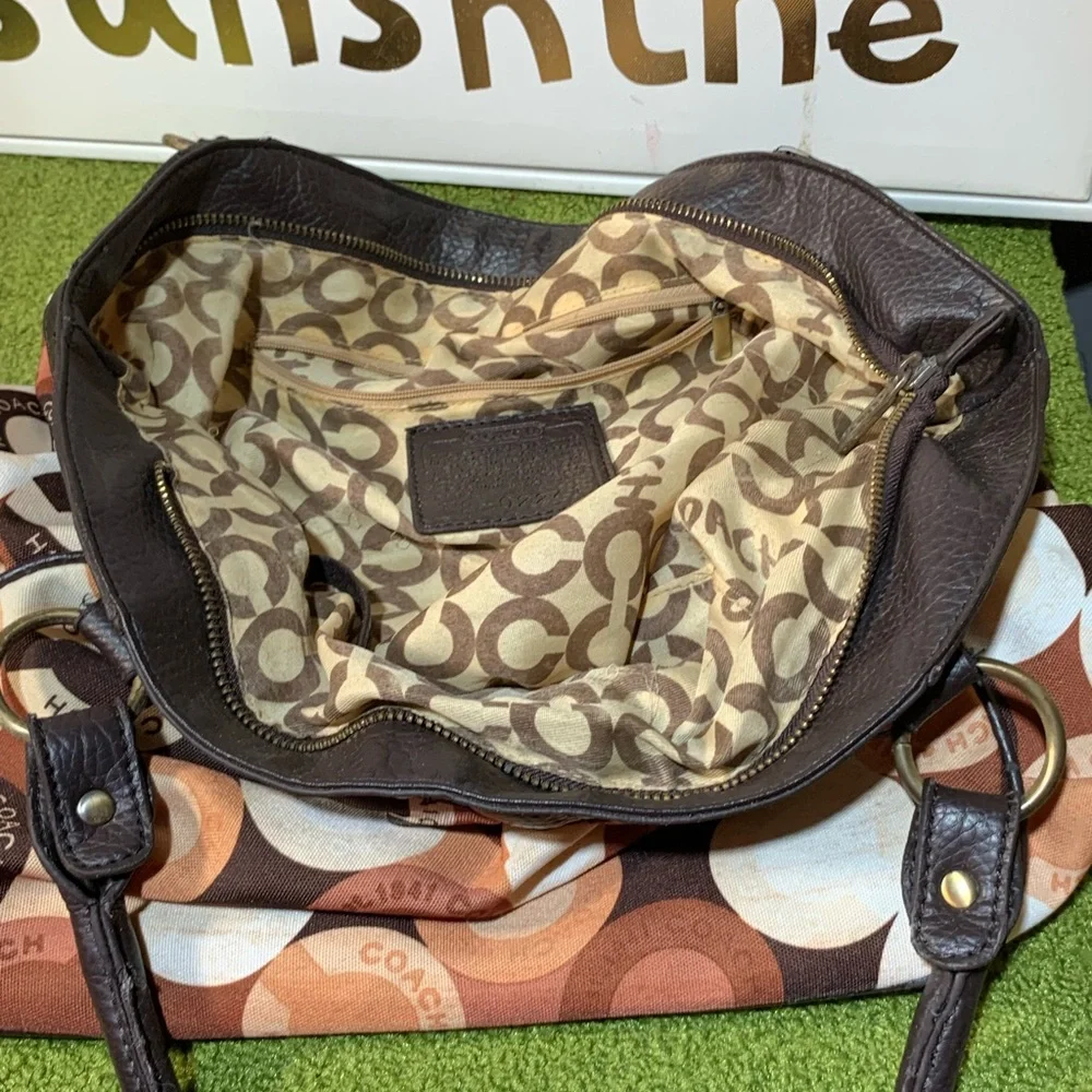 Coach Multicolor Circle Print Shoulder Bag - Brown/Tan/Cream/White - Picture 10 of 14